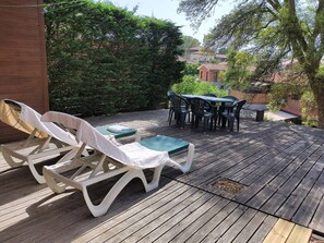 Outdoor dining - Semi-detached house with parking - 6 guests (Moliets-et-Maa)