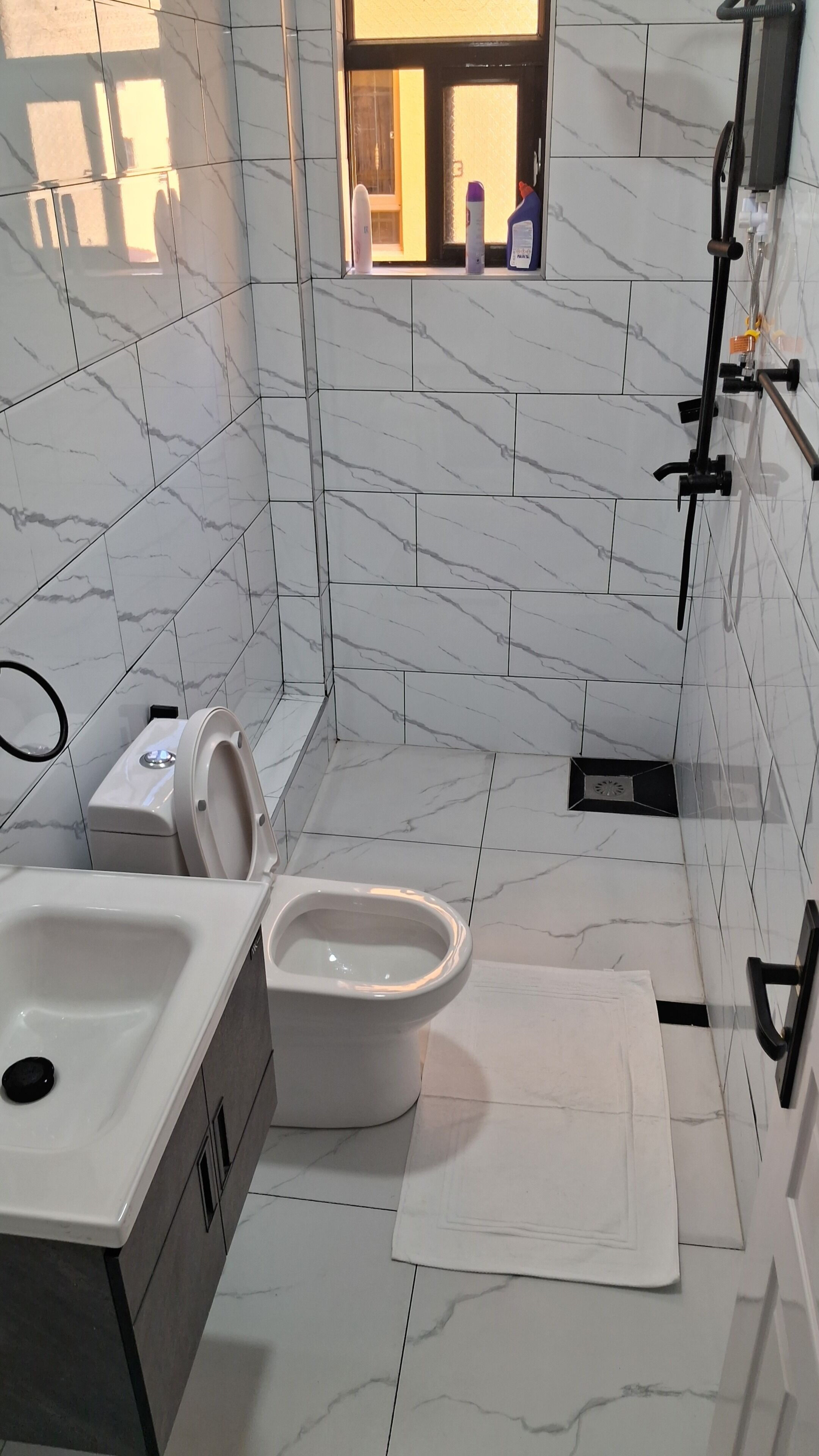 Ducha, bidé, toallas y jabón
