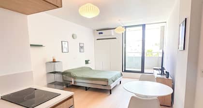 Adorable 1-bedroom studio with AC in Nuñez BA. Close to River, Obras, Cenard