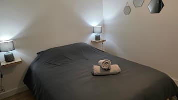 1 slaapkamer, een strijkplank/strijkijzer, wifi, beddengoed