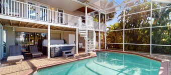 Waterfront home with private pool, kayaks, hot tub, bicycles, & W/D