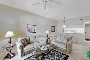 TV, offices - Gated resort community condo with water views, pool, hot tub, & balcony (Bonita Springs)
