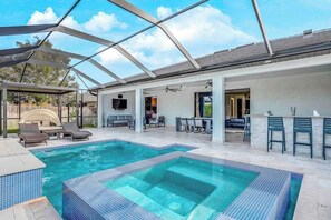 Pool - Dog-friendly home with outdoor kitchen, game room, cabana, pool spa & pool (Cape Coral)