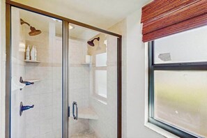 Shower, hair dryer - Canalfront Home with WiFi, Private Pool, & Dock w/ Gulf + River Access - Dogs OK (Cape Coral)