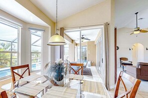Dining - Waterfront home with screened pool, patio, grill, foosball, AC, & W/D (Cape Coral)