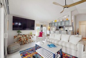 TV, offices - Single-story home with private yard, AC, & W/D - walk to beach, & dog-friendly (Englewood)
