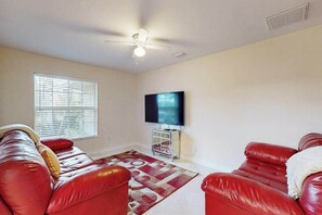 TV, DVD player, offices - Luxe Tropical Retreat with Screened Lanai, Private Pool, Dock & Billiards (Cape Coral)