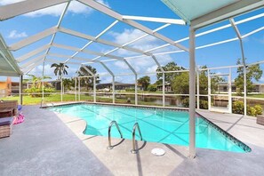 Pool - Waterfront home with heated pool, dock, & kayaks - minutes to beach (Cape Coral)