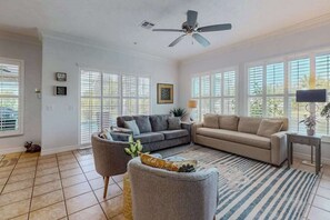TV, offices - Canal-Front Home with Private Pool and Dock, WiFi, and Pool Table (Cape Coral)