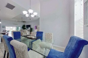 Dining - Waterfront home with private pool, dock, WiFi, central AC, and desk workspaces (Cape Coral)