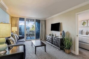 TV, offices - Beachfront condo with a pool, a hot tub, central AC, & on-site restaurants (Marco Island)