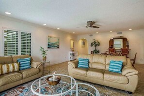 TV, offices - Second Floor Condo with Shared Pool, Central AC, WiFi, W/D - Snowbird Friendly (Marco Island)