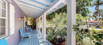 Enchanting dog-friendly beach bungalow with patio, fireplace, deck, AC, & W/D