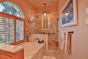Shower, hair dryer, towels - Upscale waterfront home with private dock, saltwater pool, lanai, grill, & W/D (Naples)