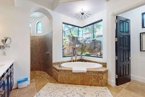 Shower, hair dryer, towels - Deluxe home in a resort community with amazing views, pool, & hot tub (Naples)