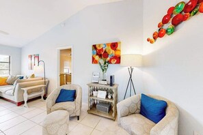 TV, offices - Dog-Friendly Pool Retreat with Lanai, Grill & Central Location (Port Charlotte)