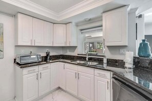 Fridge, microwave, oven, stovetop - Dog-friendly lakefront home with hot tub, gazebo, firepit, outdoor kitchen, W/D (Naples)