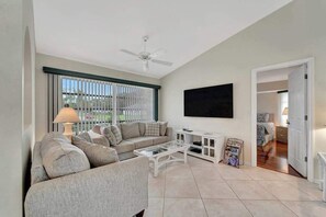 TV, offices - Relax & Recharge: Dog-Friendly Home w/ Private Pool, Extra Lot, & More! (Port Charlotte)
