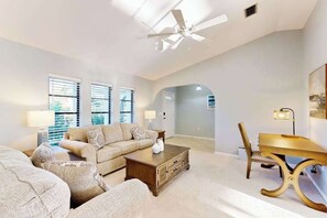 TV, offices - Snowbird Friendly Waterfront Escape with Private Pool, Dock & Serene Canal Views (Port Charlotte)