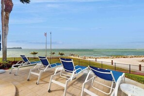 Terrace/patio - Spacious oceanfront condo with heated pool, pickleball, tennis, gym, & balcony (Marco Island)