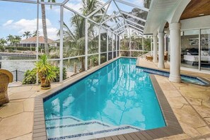 Pool - Luxury canal home with pool, alfresco dining, & walk-in shower - walk to beach (Marco Island)