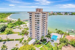 Exterior - Waterview condo with shared pool, panoramic balcony views, and WIFI (Fort Myers Beach)