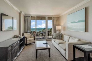 TV, offices - Gulf-front condo with pool, hot tub, & central AC - snowbird-friendly (Marco Island)