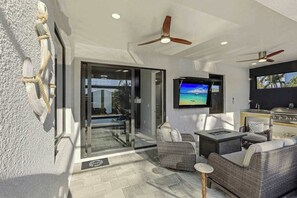 Terrace/patio - Canal front home with saltwater pool, hot tub, and washer and dryer. (Cape Coral)