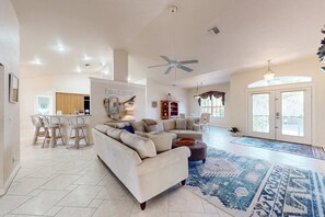 TV, offices - Charming beachside duplex steps to the Gulf with bikes and coastal views (Englewood)