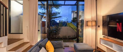 Villa, 2 chambres, vue sur le jardin | Aire de séjour