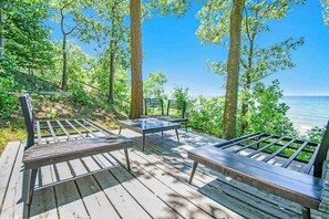 Terrace/patio - Dog-friendly home with lake views, wood stove, kayaks/SUPs, & W/D (Coloma)