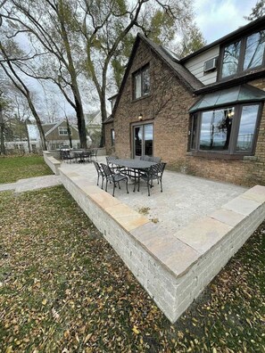 Outdoor dining - Lakefront Home w/Private Beach, High-Speed WiFi, Outdoor Dining Area, & Firepit (New Buffalo)