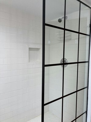 Shower, hair dryer, towels - Lakefront Home w/Private Beach, High-Speed WiFi, Outdoor Dining Area, & Firepit (New Buffalo)