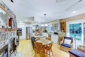 Fridge, microwave, oven, stovetop - Scenic bay view home w/ a full kitchen + family-friendly (Harbor Springs)