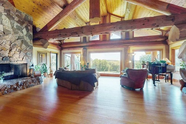 Interior - Grand cabin with lake view, pond, wood fireplace & AC, & fast WiFi (Coloma Charter Township)
