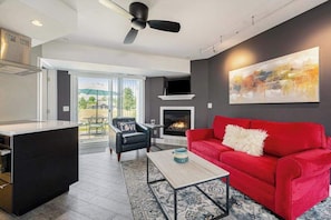 TV, fireplace, offices - Updated condo with well-equipped kitchen, pool, firepits, grill, & gas fireplace (Douglas)