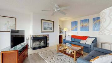 TV, fireplace, offices