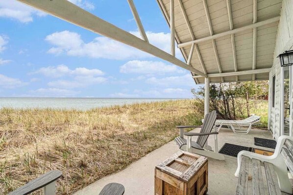 Terrace/patio - Lakefront cabin with 100 ft of Lake Michigan beach, full kitchen, loft, & deck (Empire)