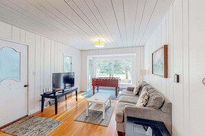 TV, DVD player, table football - Dog-friendly downtown Glen Arbor home with deck, gas grill, and washer/dryer (Glen Arbor)
