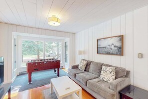 TV, DVD player, table football - Dog-friendly downtown Glen Arbor home with deck, gas grill, and washer/dryer (Glen Arbor)