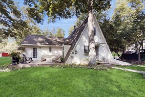 Exterior - Dog-friendly A-frame home near beaches & downtown with firepit, deck, badminton (Charlevoix)