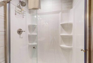 Shower, towels - Water front home on canal with large patio, space for boat, & gas grill (Indian River)