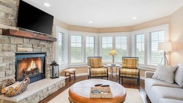 TV, fireplace, DVD player, offices