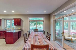 Dining - Luxury home with forest views, fireplace, deck, streaming, & washer/dryer (Glen Arbor)