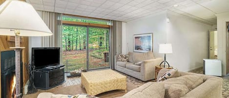 TV, fireplace, DVD player, offices