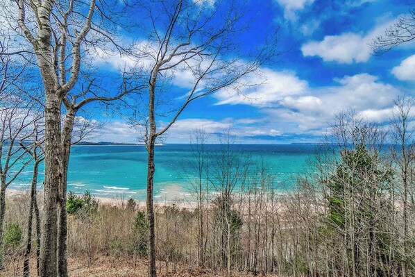 Beach - Comfy Glen Arbor condo with stunning Lake Michigan views, deck, & fireplace (Glen Arbor)