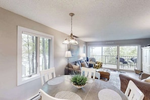 TV, fireplace, DVD player - Comfy Glen Arbor condo with stunning Lake Michigan views, deck, & fireplace (Glen Arbor)