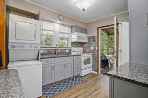 Fridge, microwave, oven, stovetop - Enchanting dog-friendly home w/ grill, firepit, full kitchen, & washer/dryer (Union Pier)