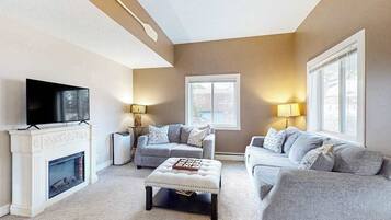 TV, fireplace, offices