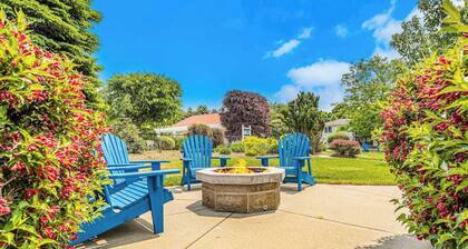 Stylish dog-friendly retreat with furnished deck, pool, & firepits